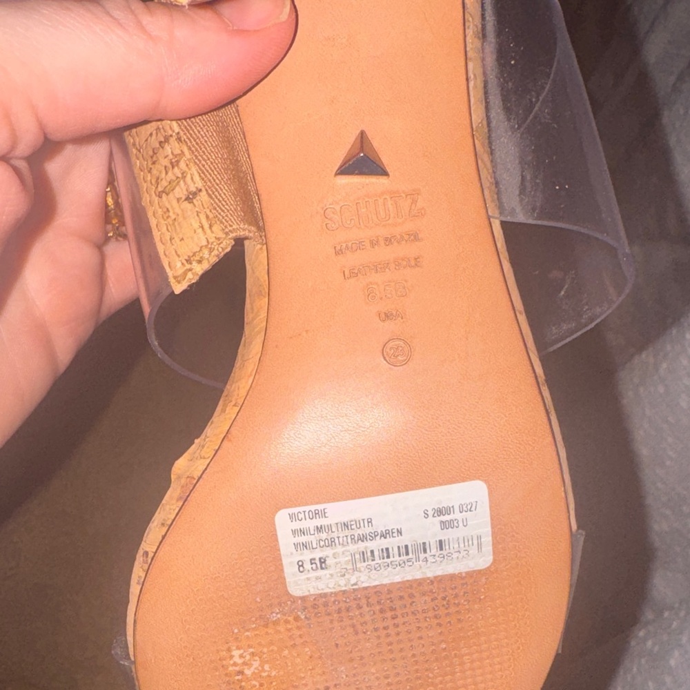 SCHUTZ Clear Cork Block Heel Sandals - Picture 4 of 5